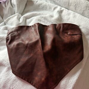 Windsor Chocolate Faux Leather Crop Top